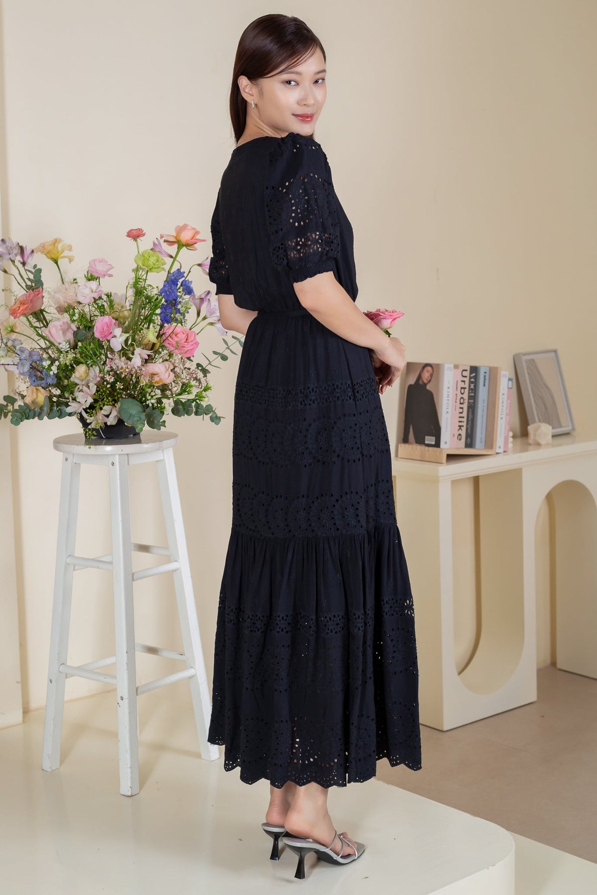 Backorder* Laura Eyelet Embroidery Maxi in Black