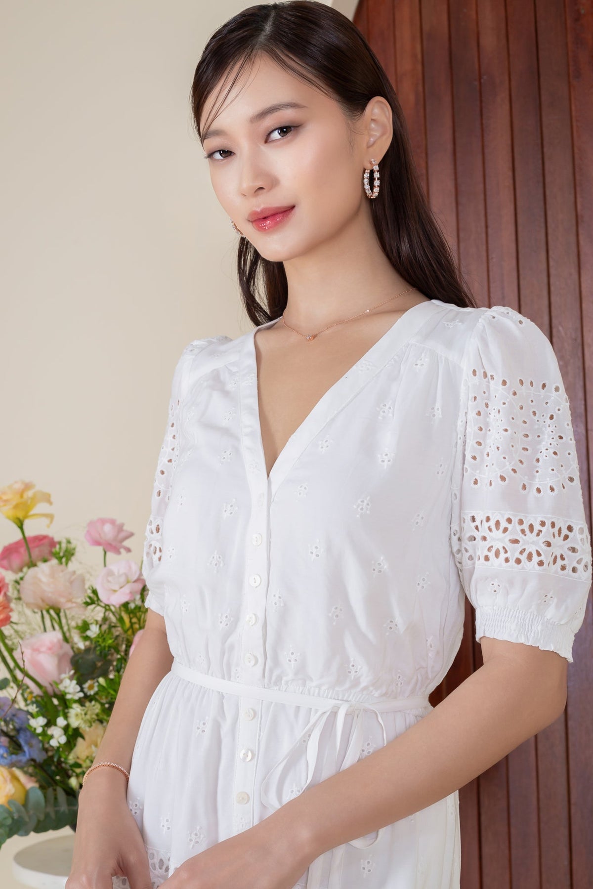 Backorder* Laura Eyelet Embroidery Maxi in White