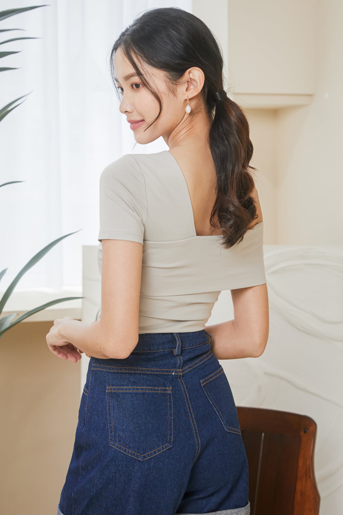 Irregular Sleeves Top in Taupe
