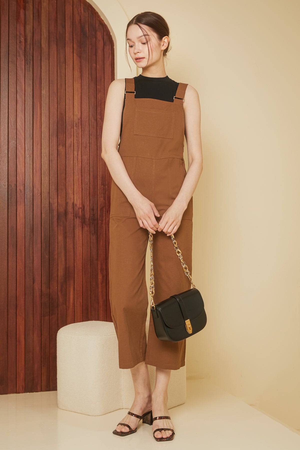 Imogen Utility Dungarees in Brown