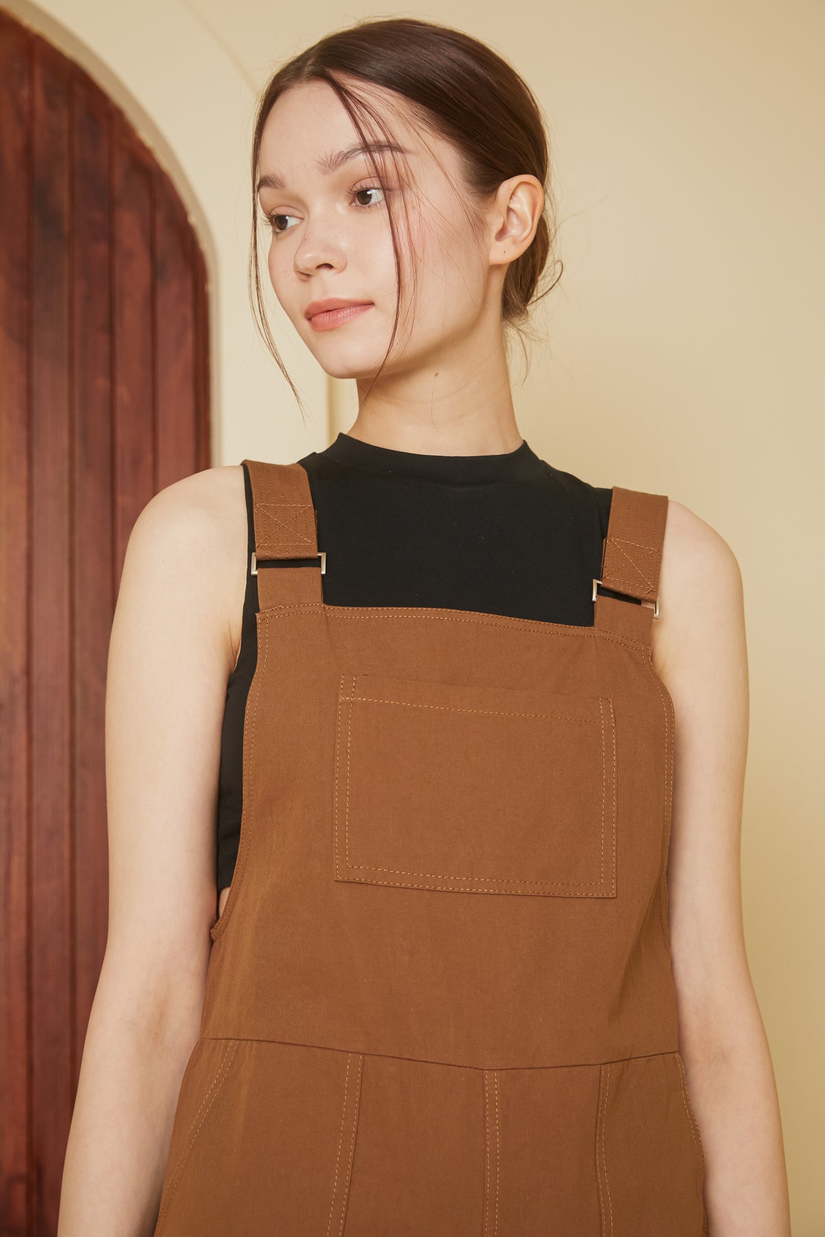 Imogen Utility Dungarees in Brown