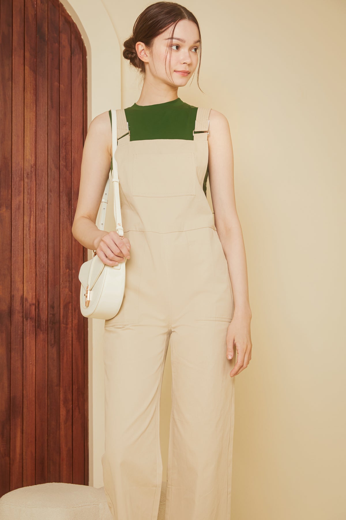 Imogen Utility Dungarees in Sand