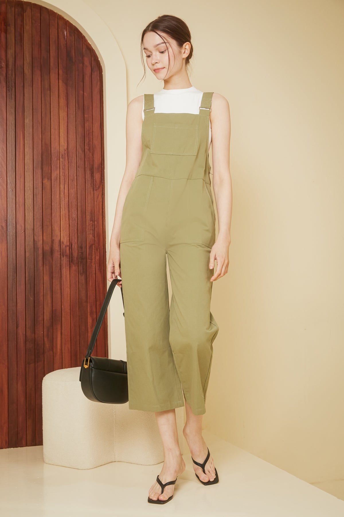 Imogen Utility Dungarees in Moss