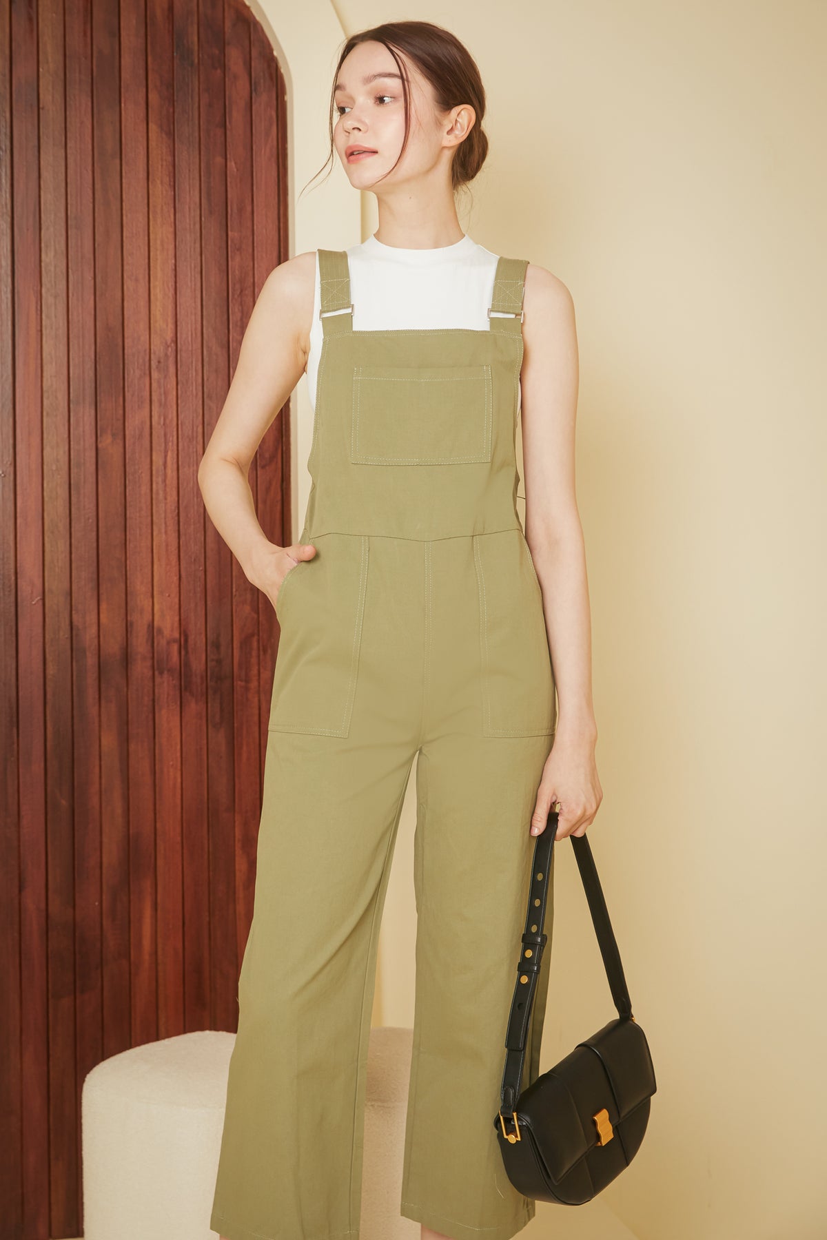 Imogen Utility Dungarees in Moss