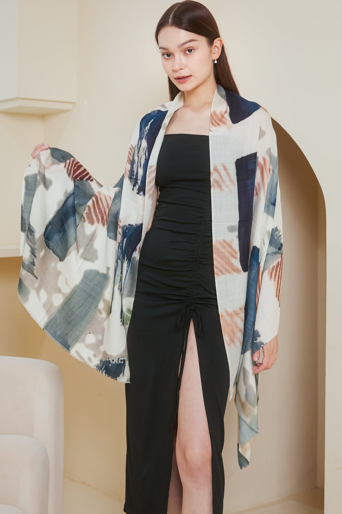 Restocked* Luxe Cashmere Shawl in Abstract Blocks