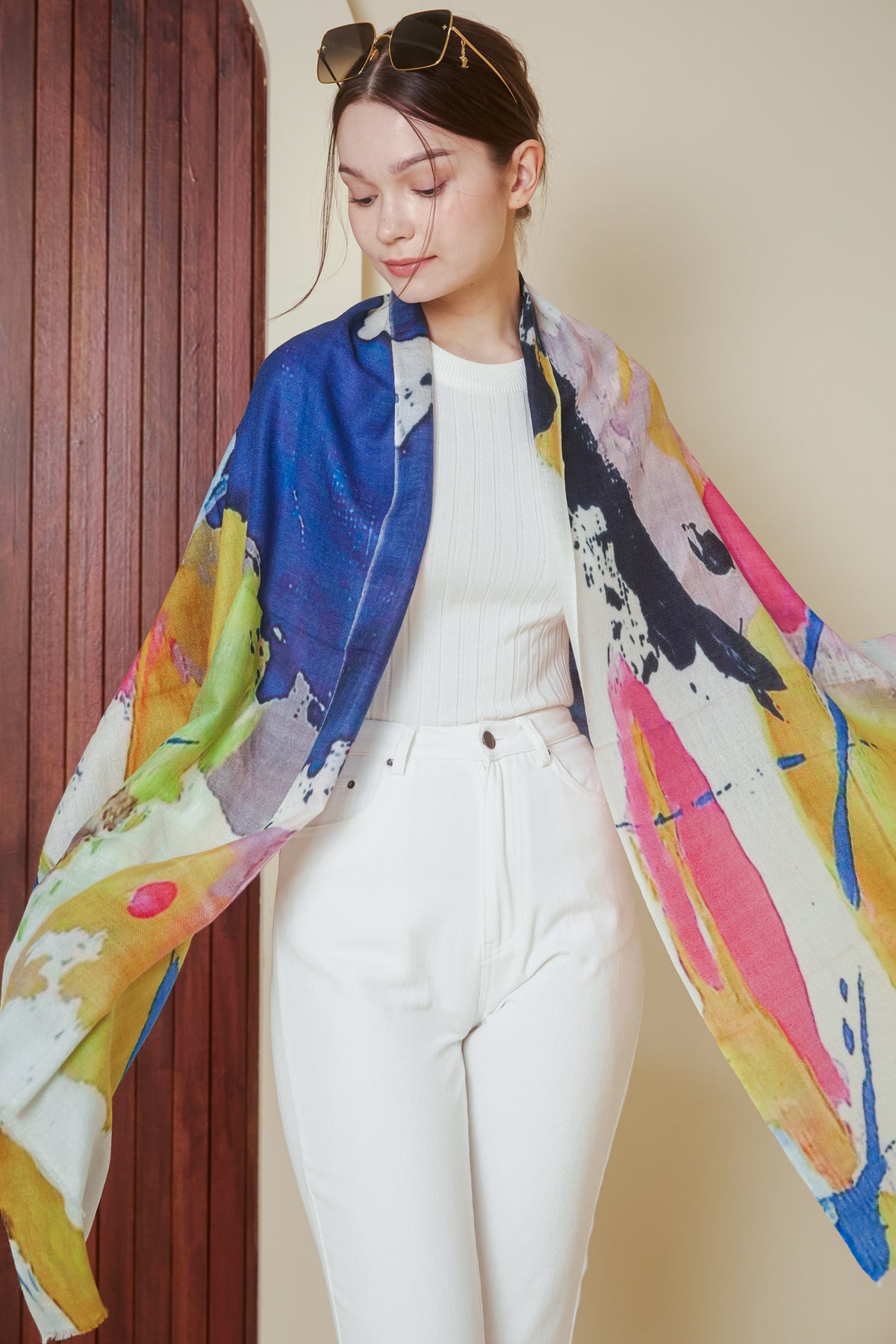 Luxe Cashmere Shawl in Color Splash