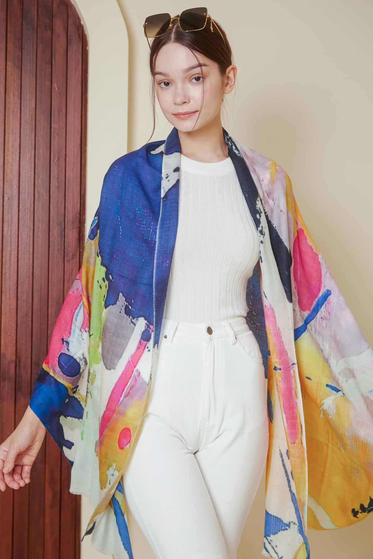 Luxe Cashmere Shawl in Color Splash