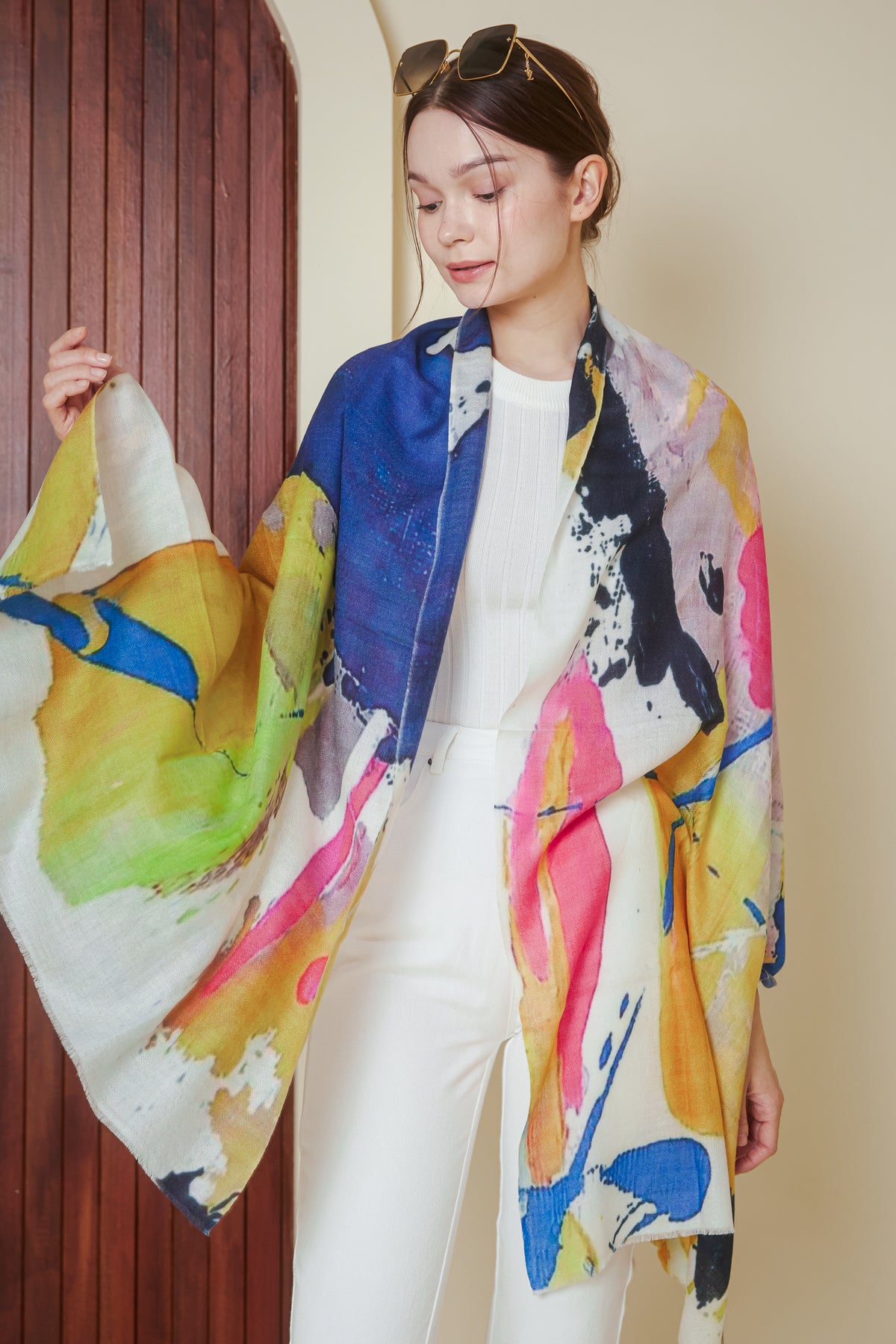 Luxe Cashmere Shawl in Color Splash