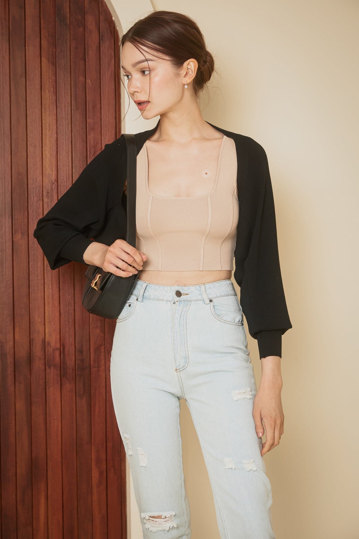 Restocked* Ana Knit Cropped Bolero in Black