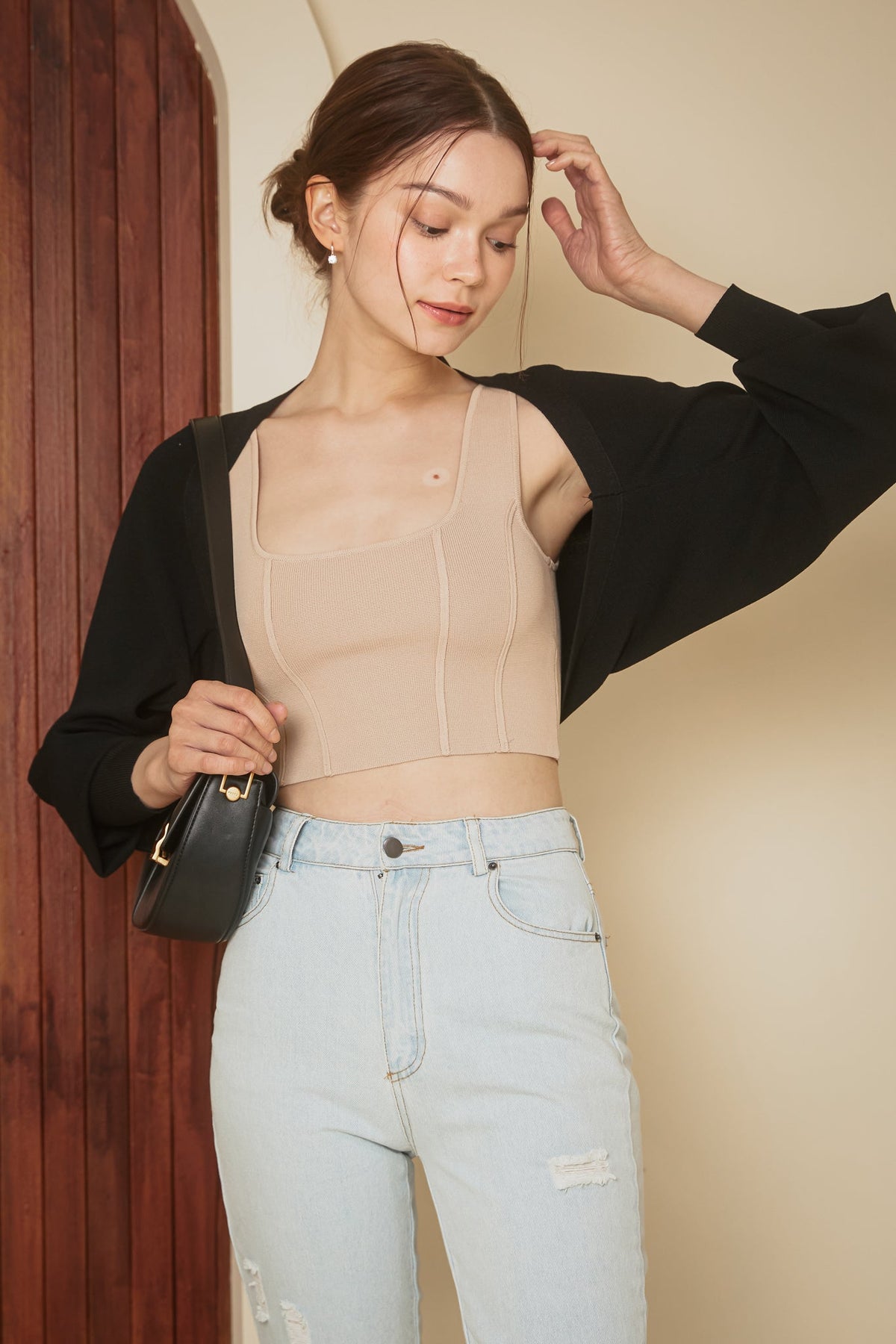 Restocked* Ana Knit Cropped Bolero in Black