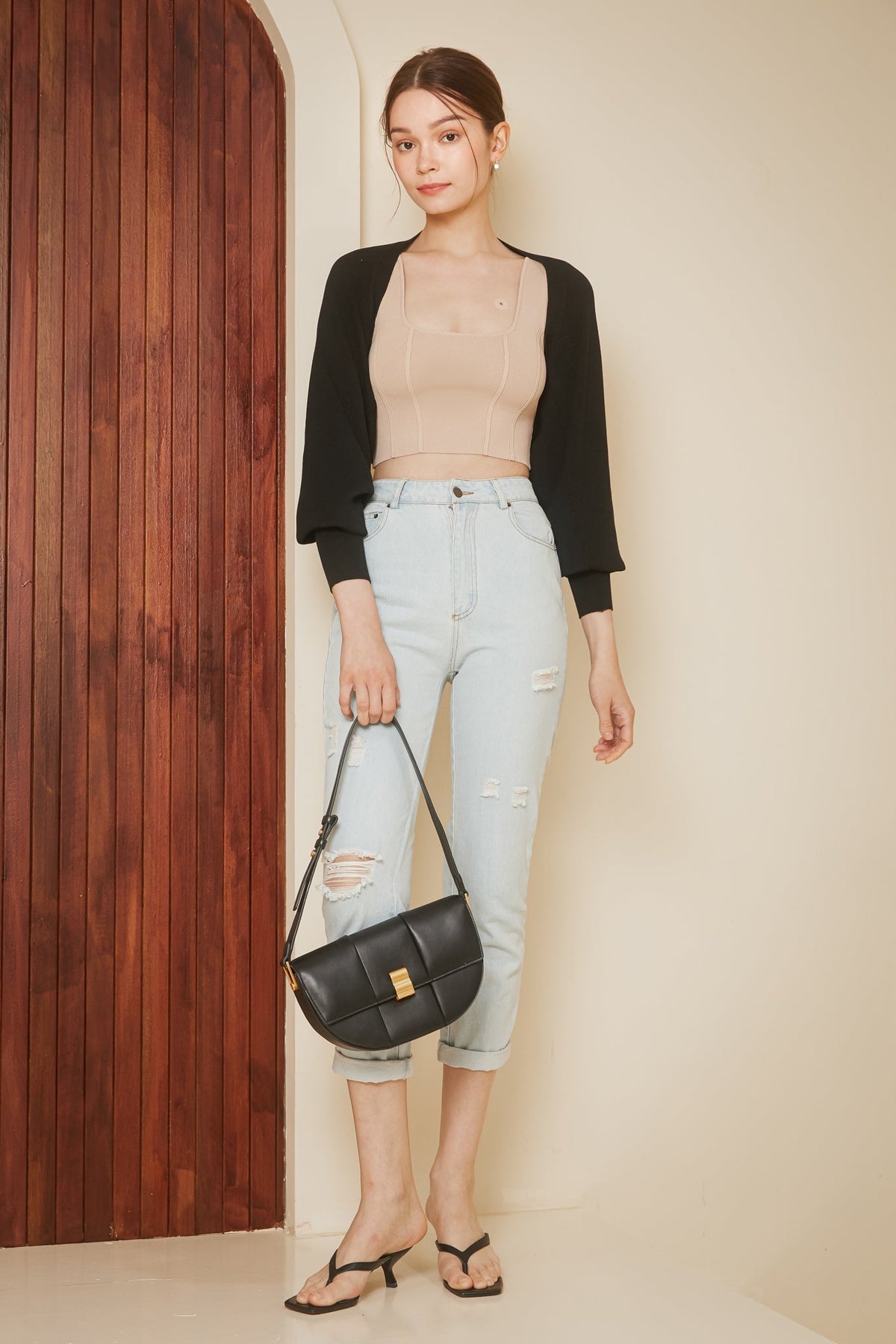 Restocked* Ana Knit Cropped Bolero in Black