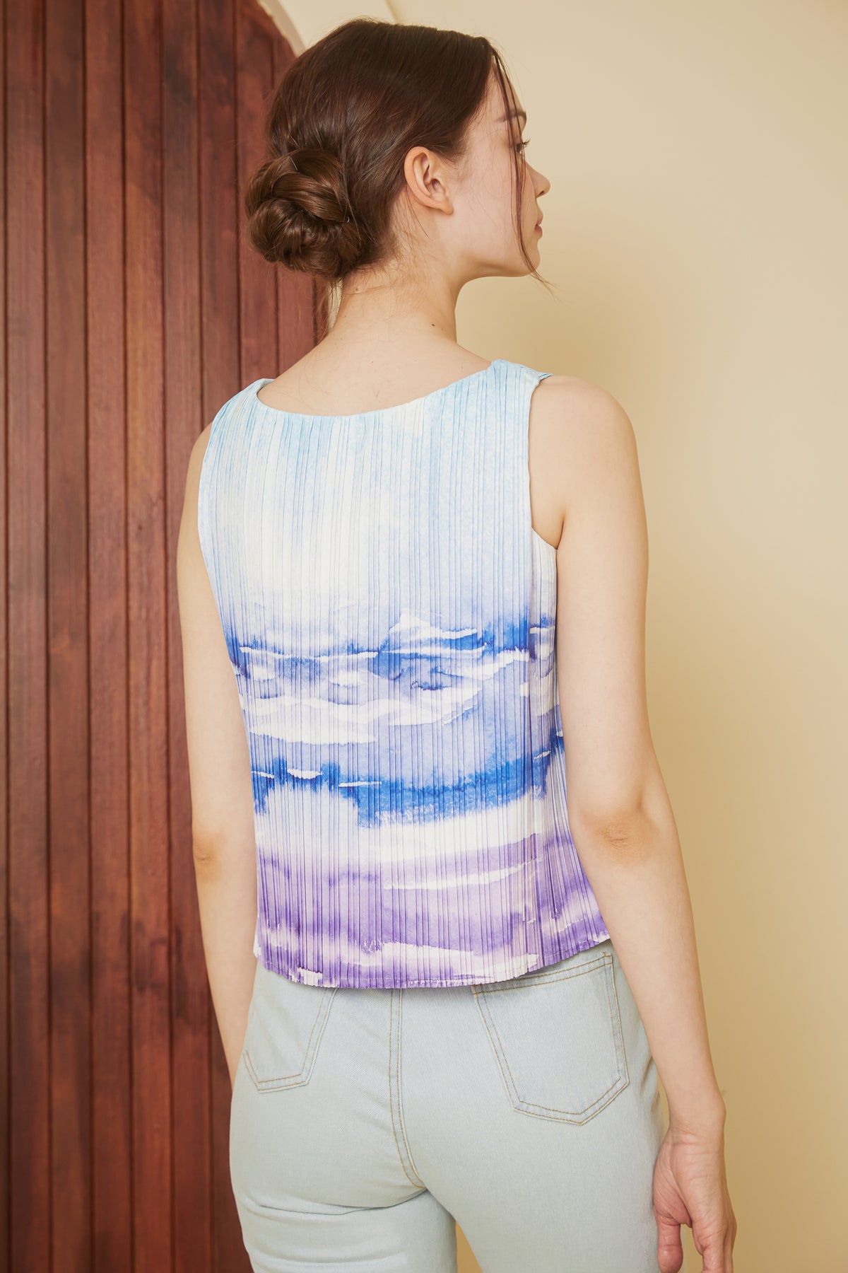 Ocean Pleated Tank Top in Ultramarine