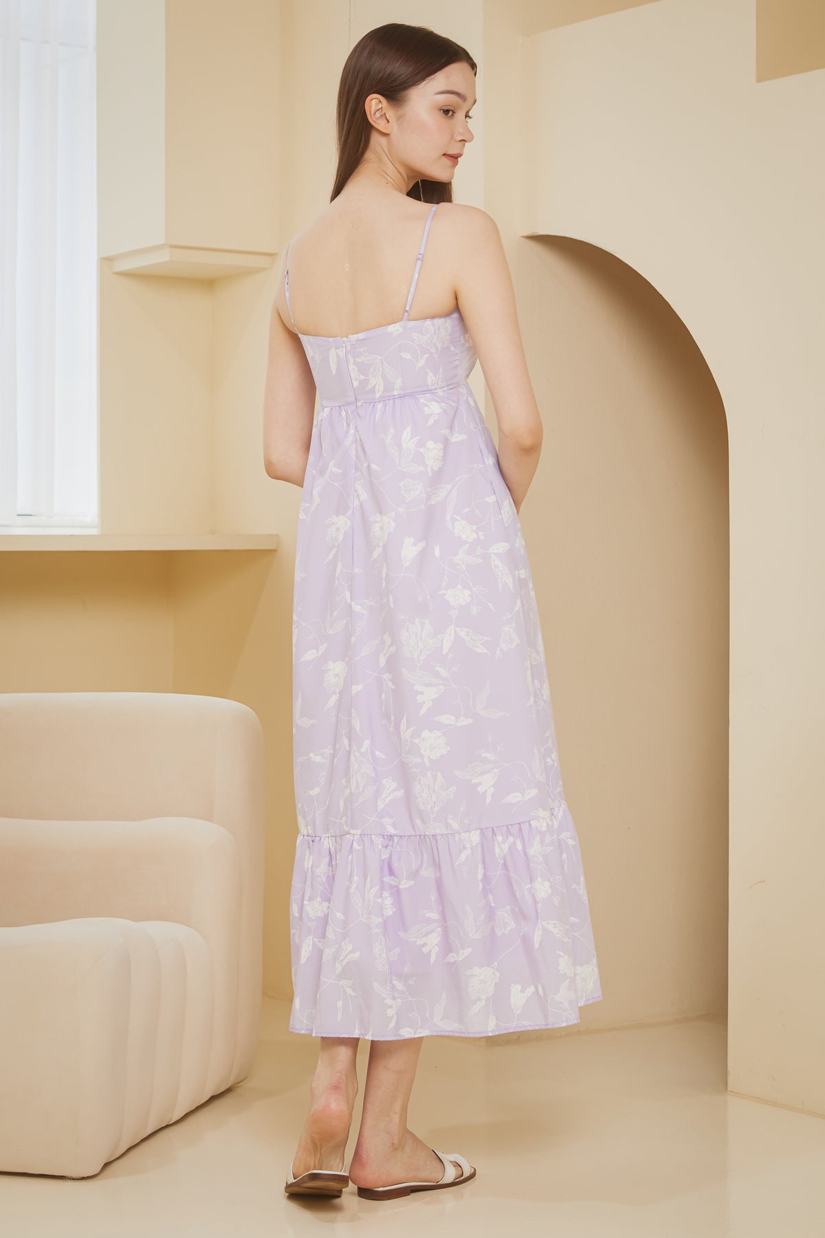 Springleaf Strappy Drophem Dress in Lilac