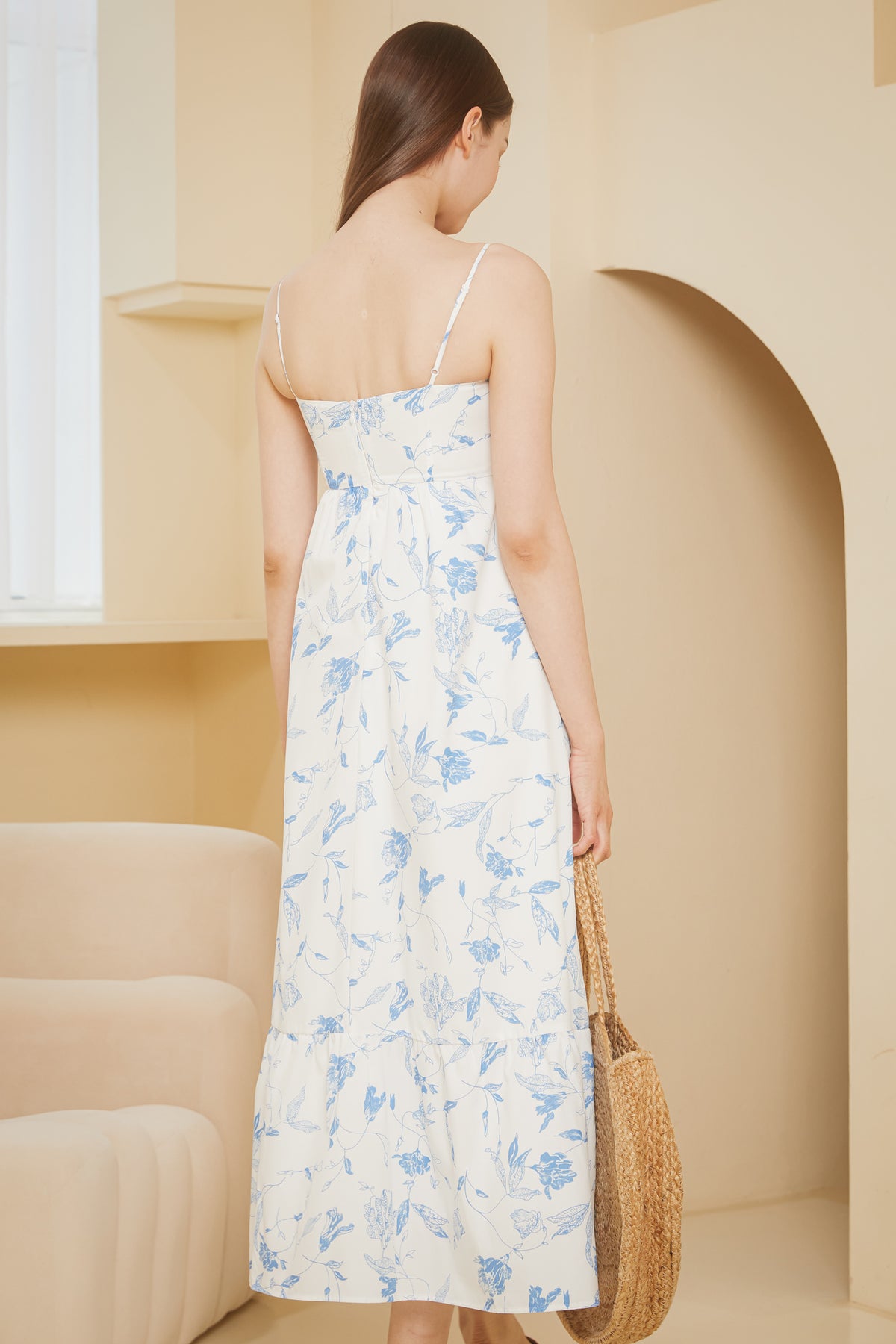 Springleaf Strappy Drophem Dress in Sky