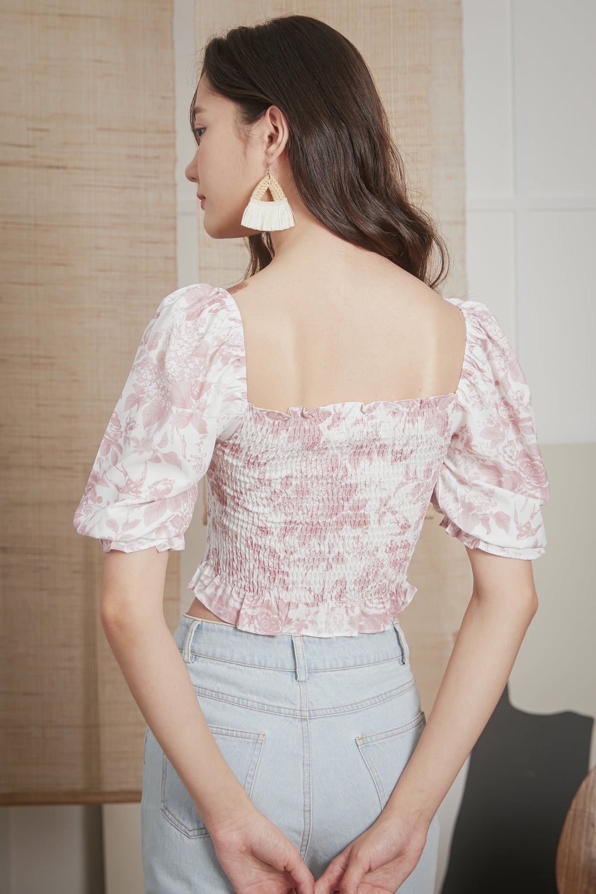 Restocked* Aristocrat Smocked Top in Pink Porcelain
