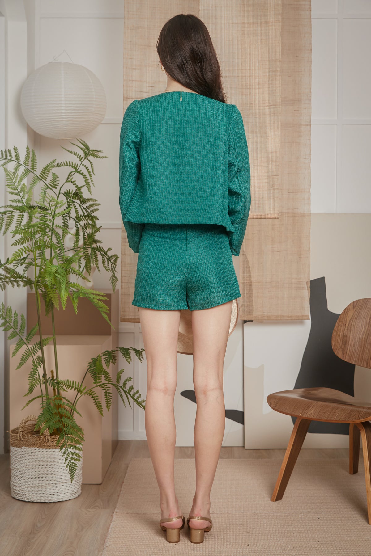 Timeless Allure Tweed Skorts in Emerald