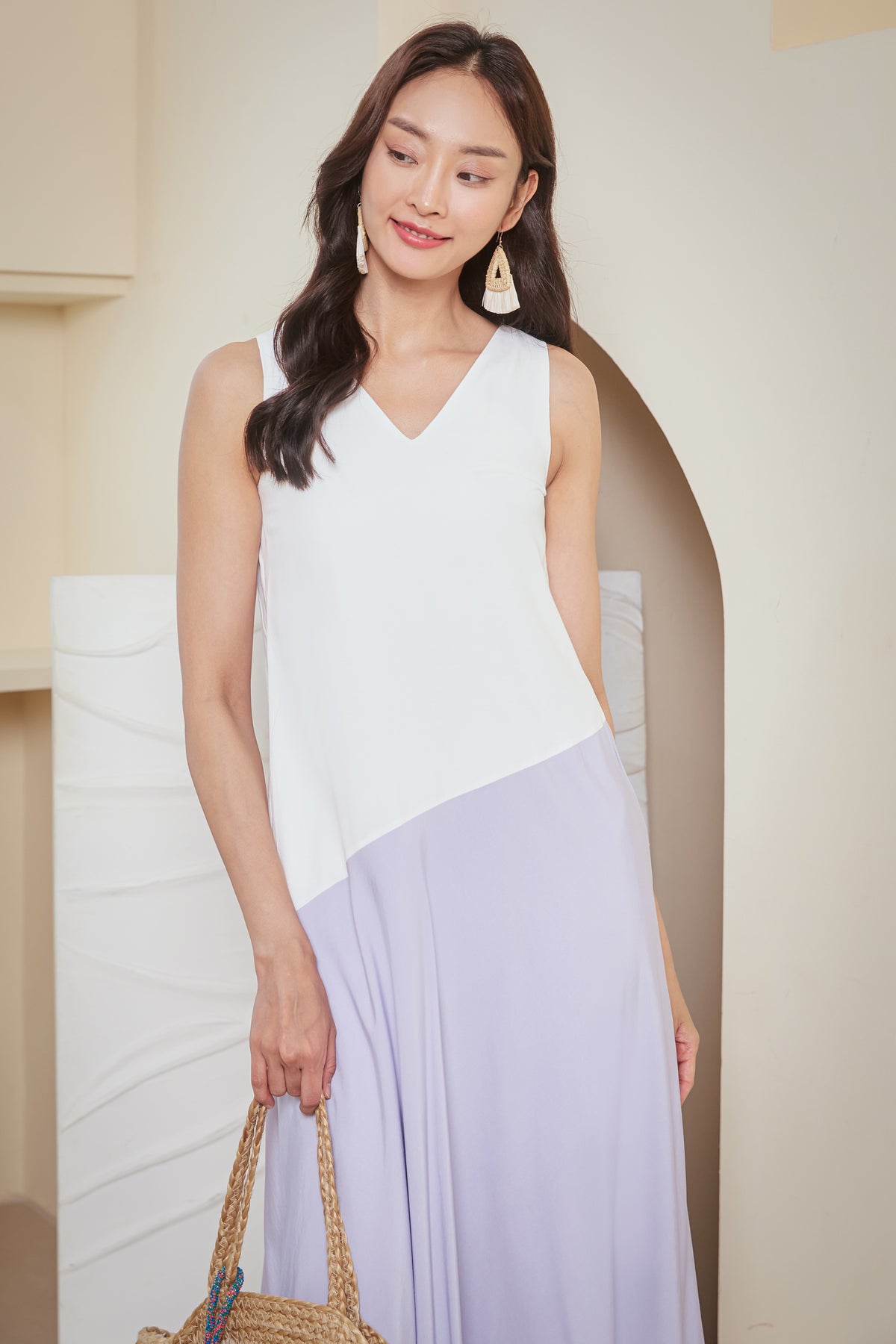 Piet Colorblock Reversible Dress in Lilac