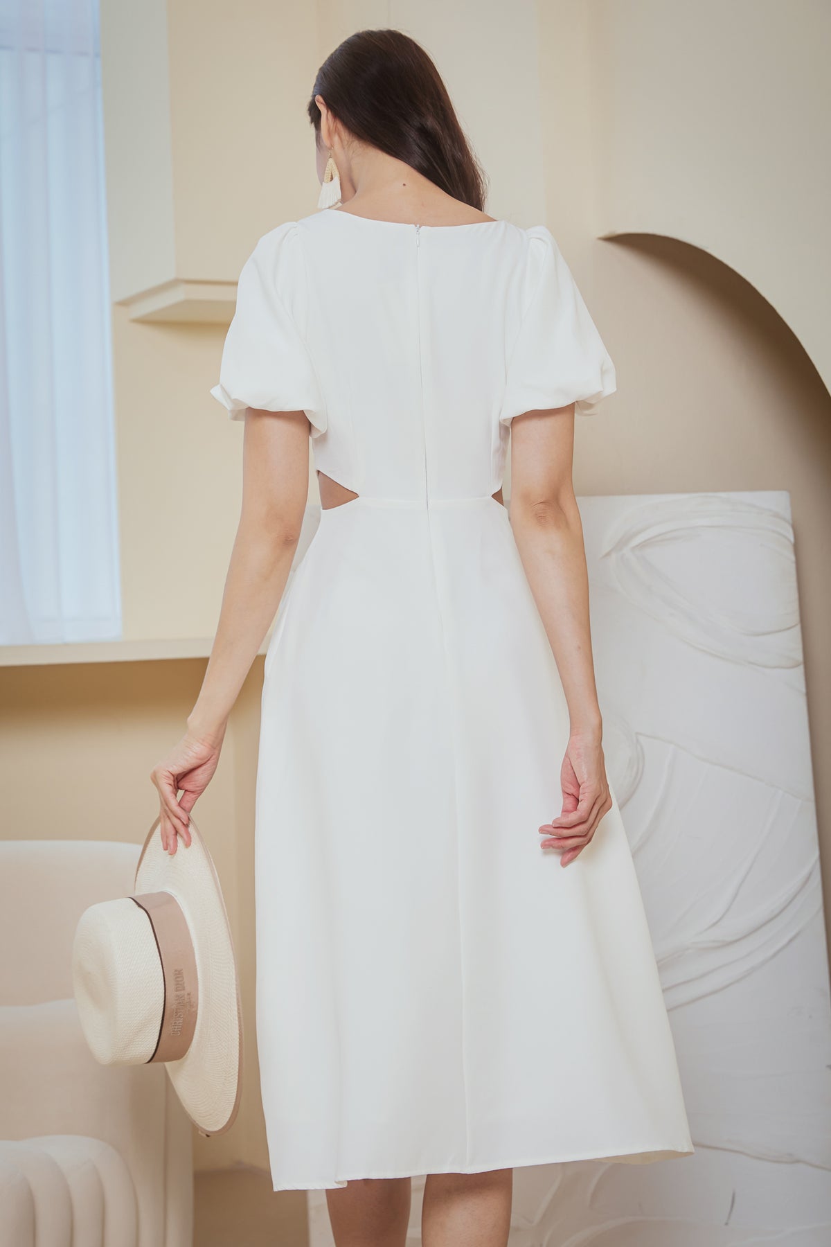 Loretta Cut-Out Flare Dress in White