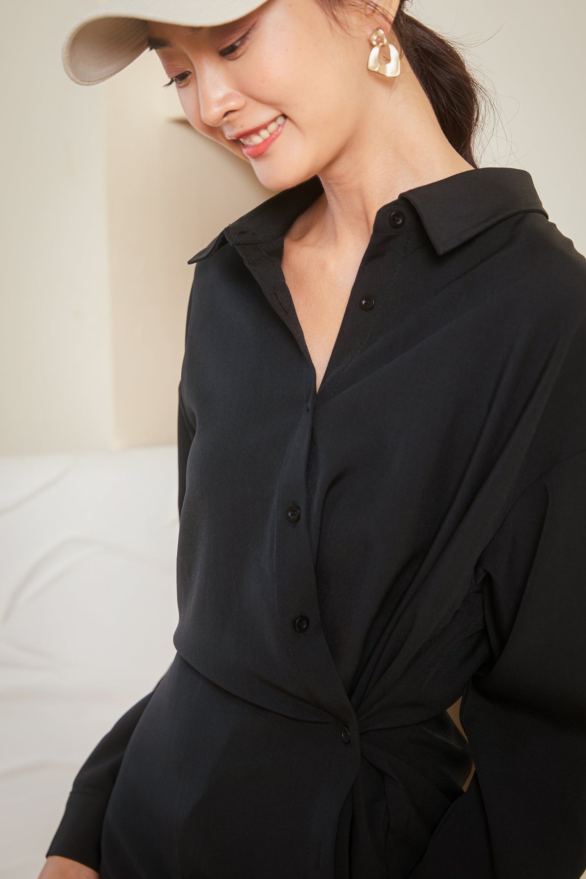Lorent Oversized Shirt Dress in Black