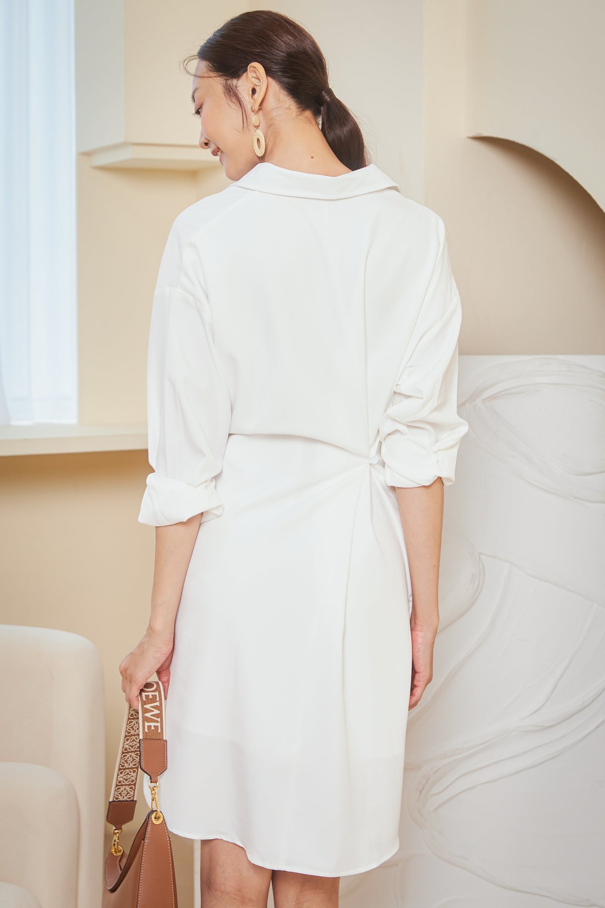 Lorent Oversized Shirt Dress in White