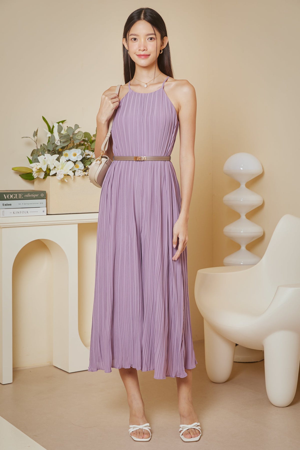 Restocked* Tanya Pleated Cut-In Jumpsuit in Purple