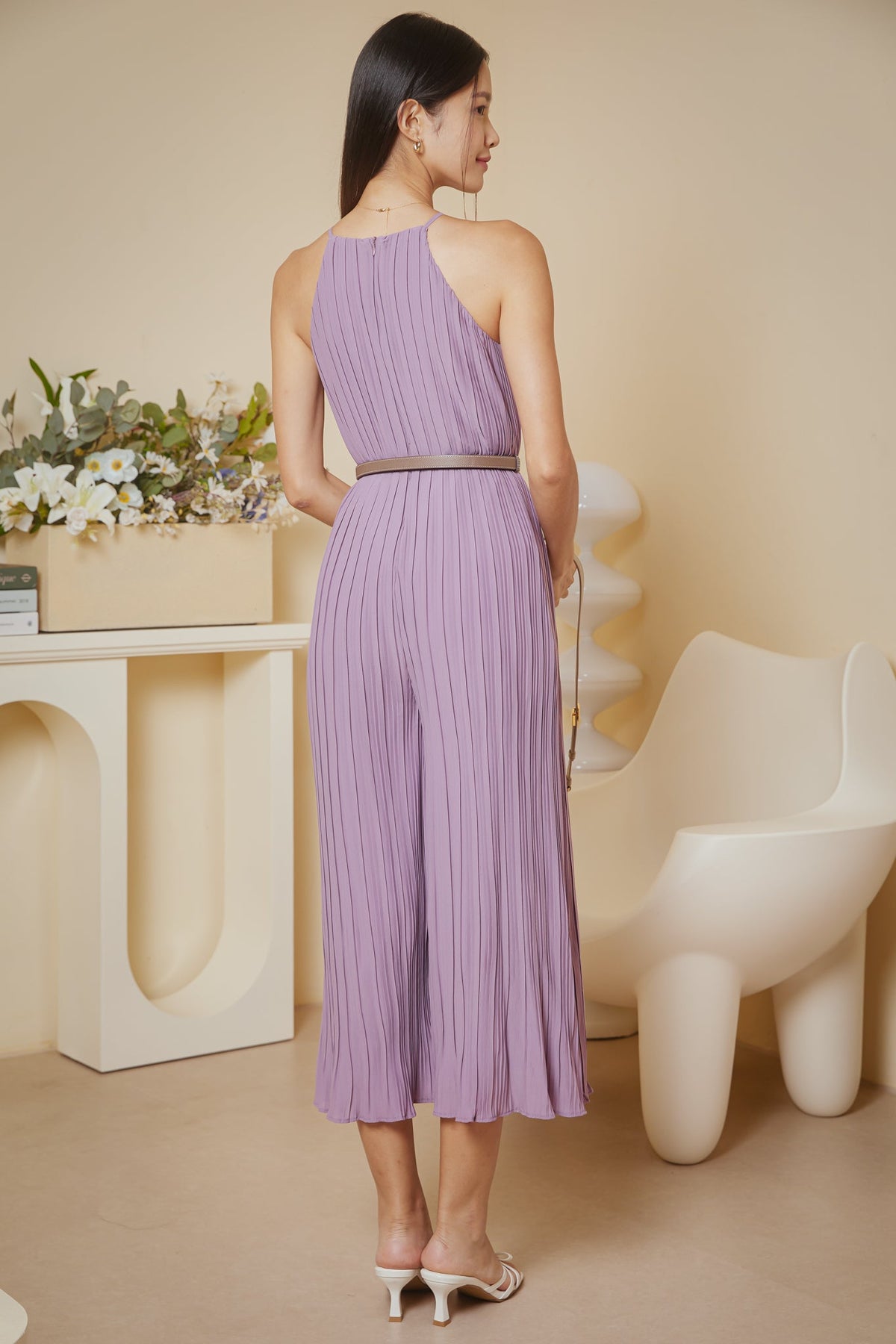 Restocked* Tanya Pleated Cut-In Jumpsuit in Purple