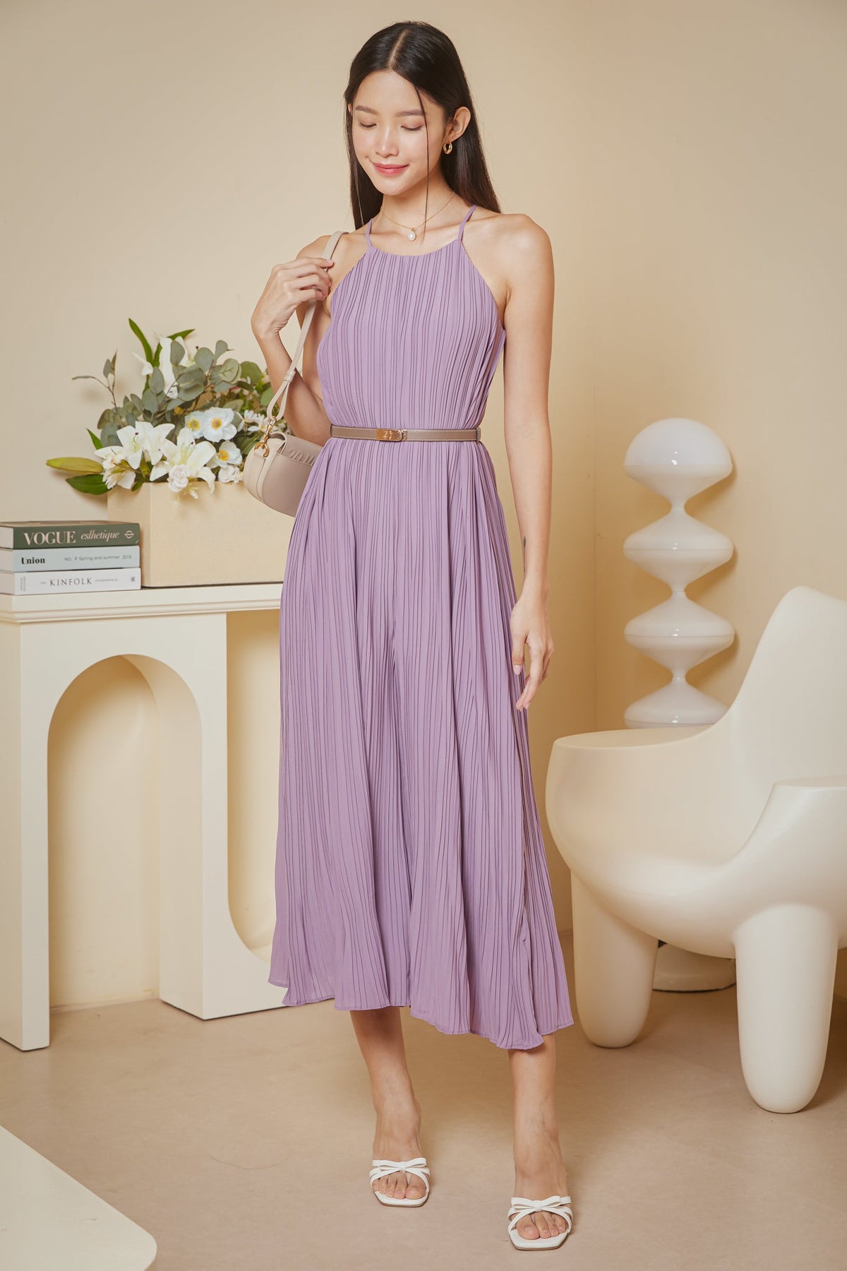 Restocked* Tanya Pleated Cut-In Jumpsuit in Purple