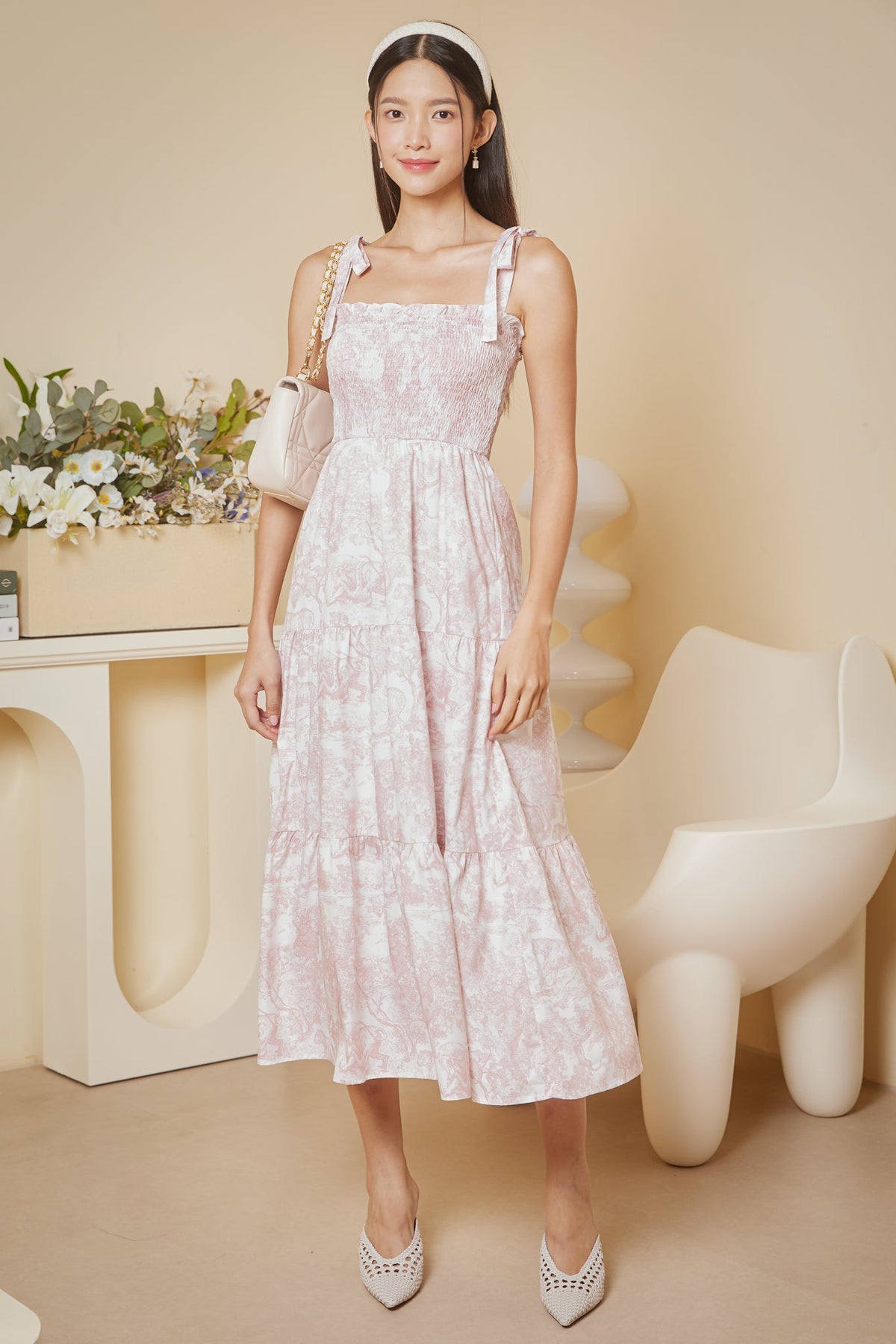 Backorder* Riviera Tie-Strap Smocked Dress in Peony Pink