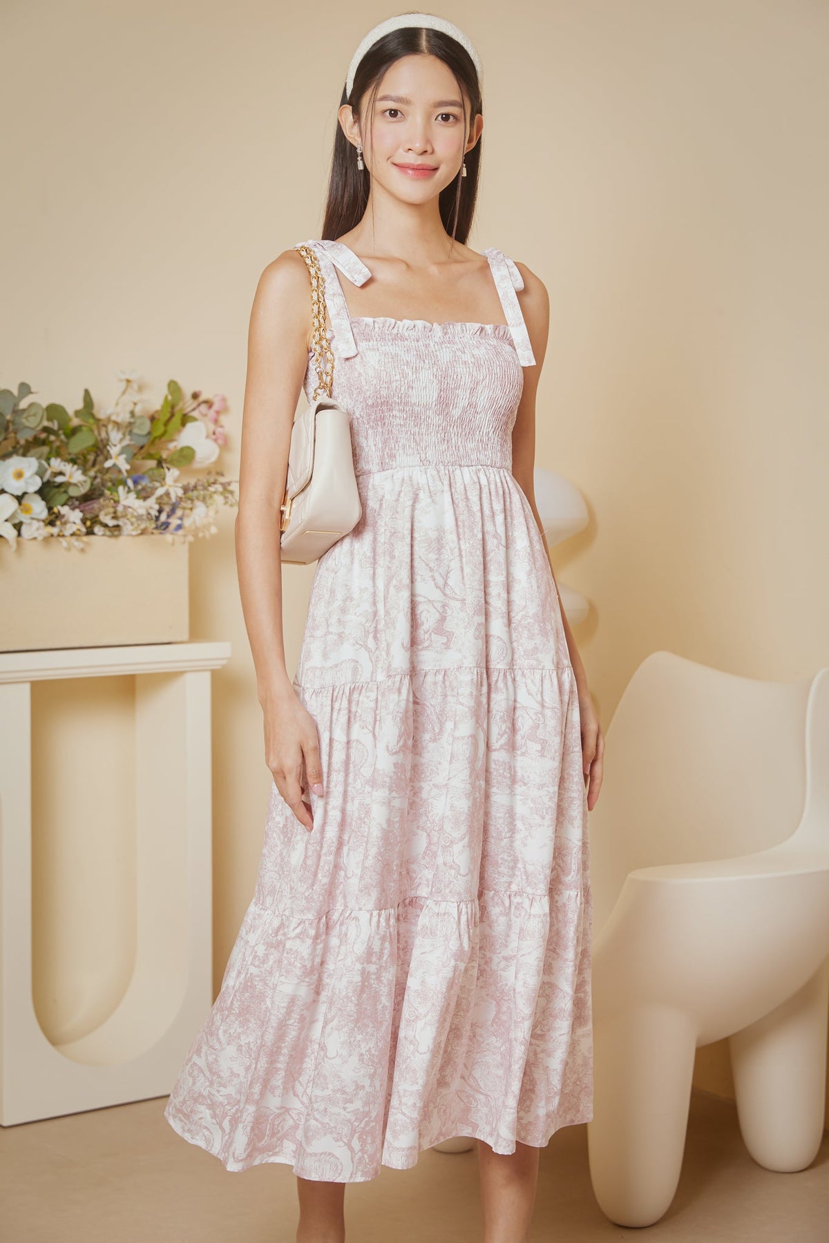 Restocked* Riviera Tie-Strap Smocked Dress in Peony Pink
