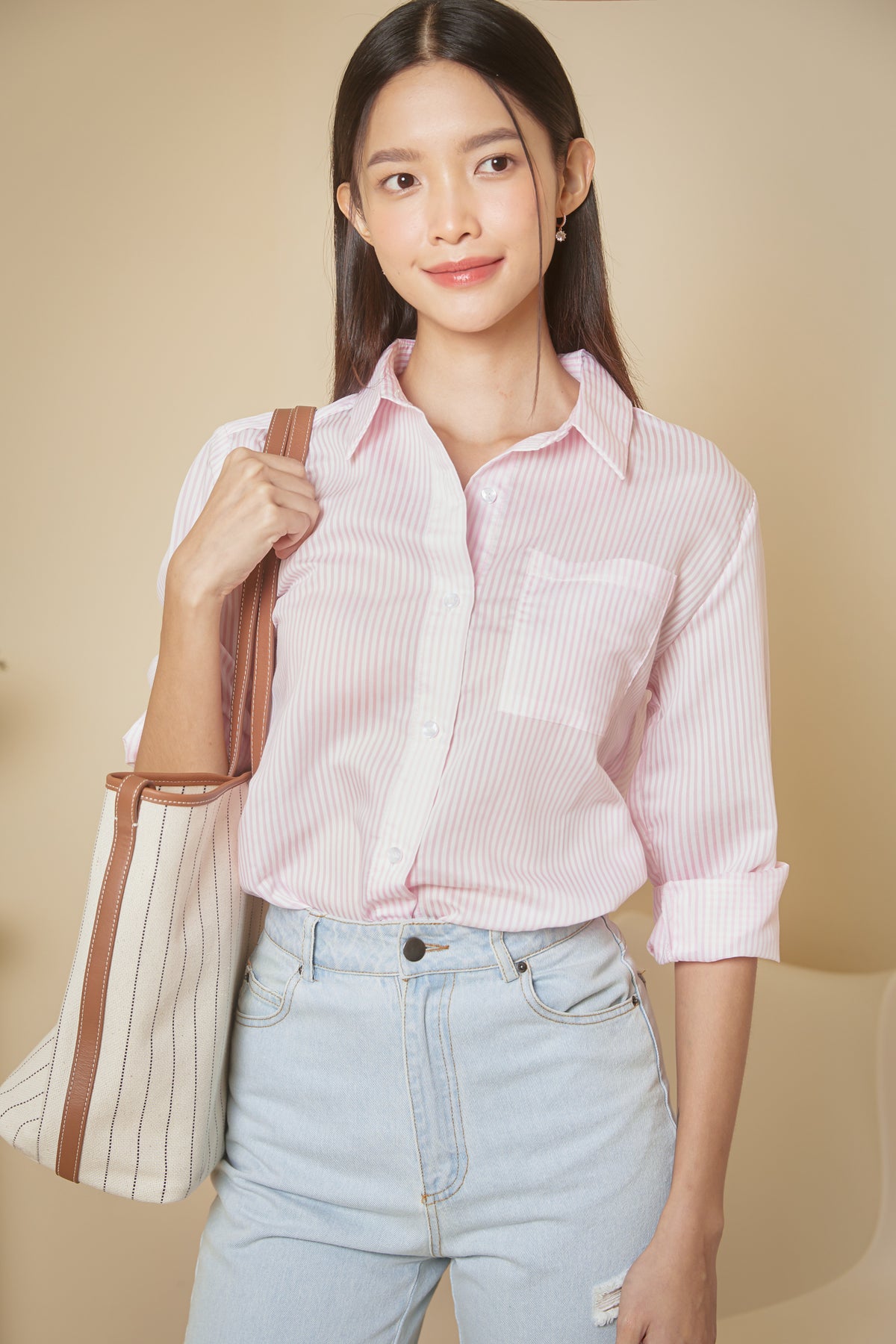 Luca Striped Shirt in Pink