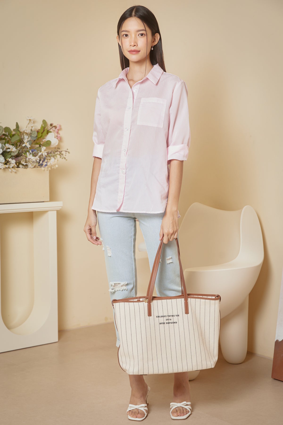 Luca Striped Shirt in Pink