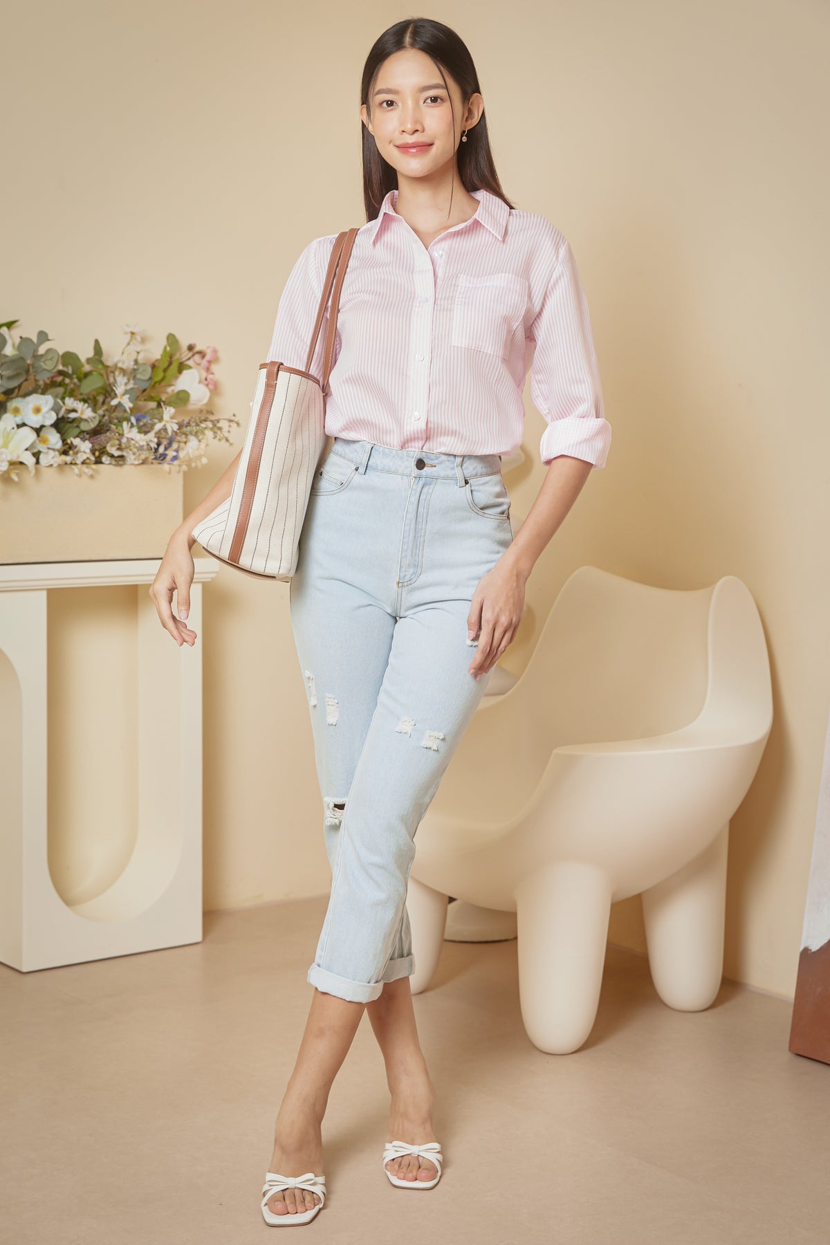 Luca Striped Shirt in Pink