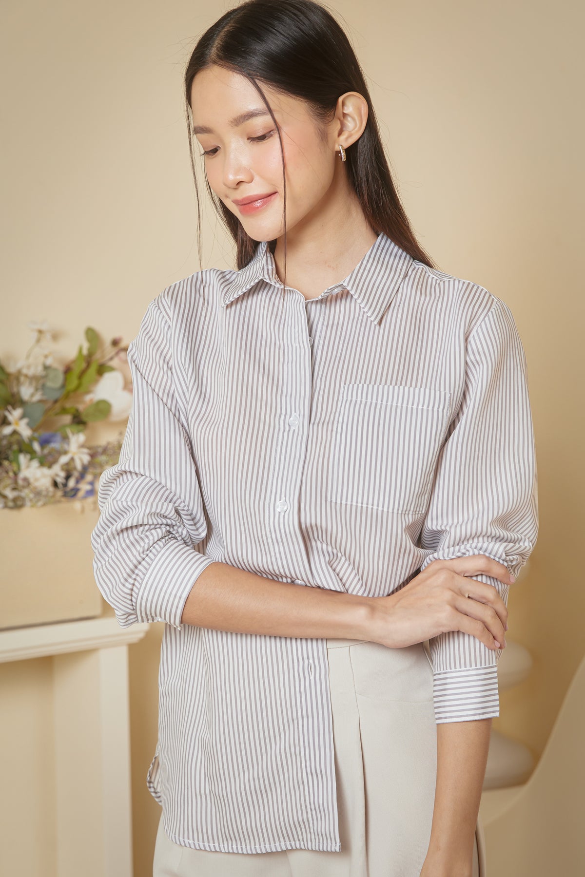 Luca Striped Shirt in Grey