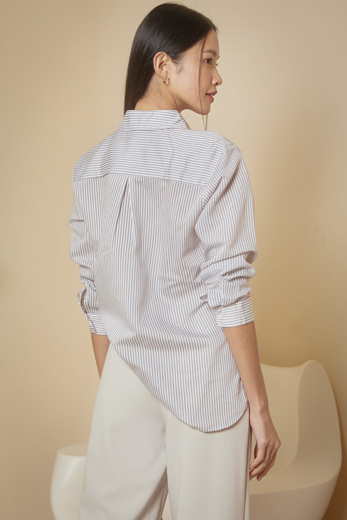 Luca Striped Shirt in Grey