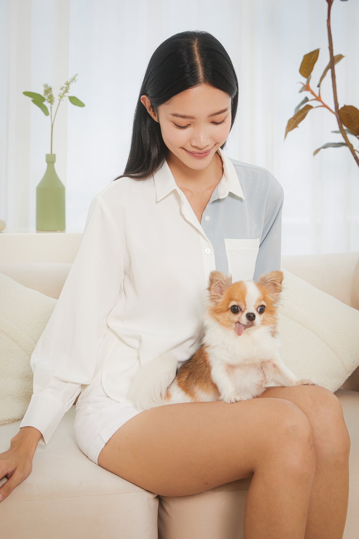 Contrast Pocket Shirt in White Sky