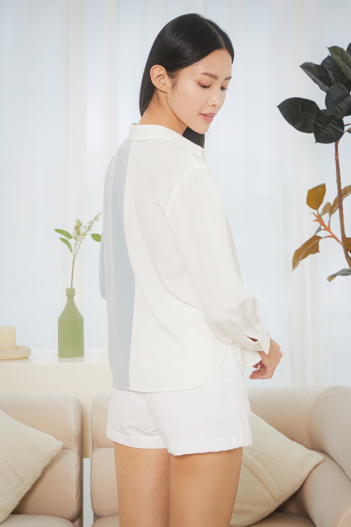Contrast Pocket Shirt in White Sky