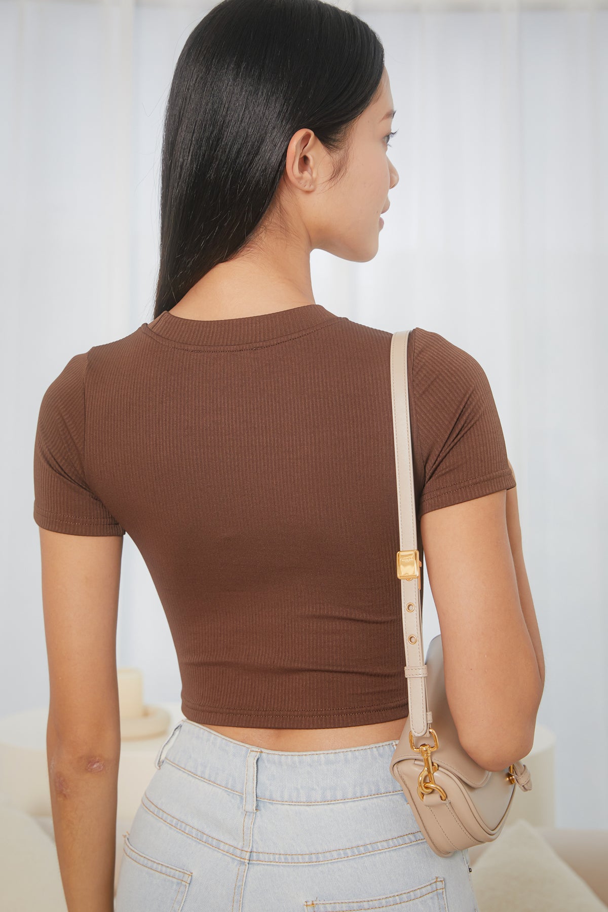 Ribbed Baby Tee in Cocoa