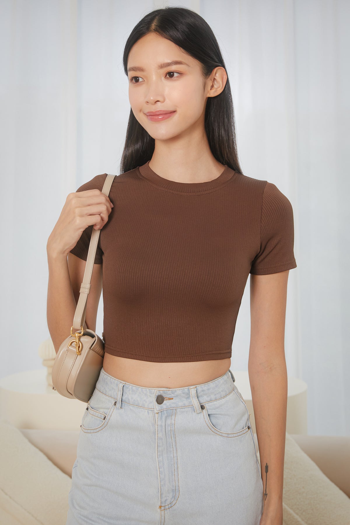 Ribbed Baby Tee in Cocoa