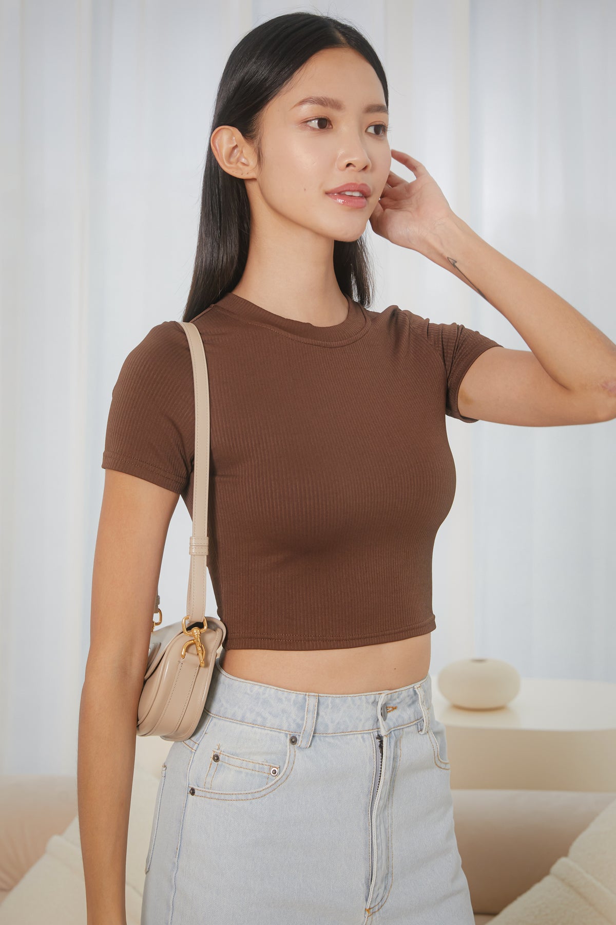 Ribbed Baby Tee in Cocoa