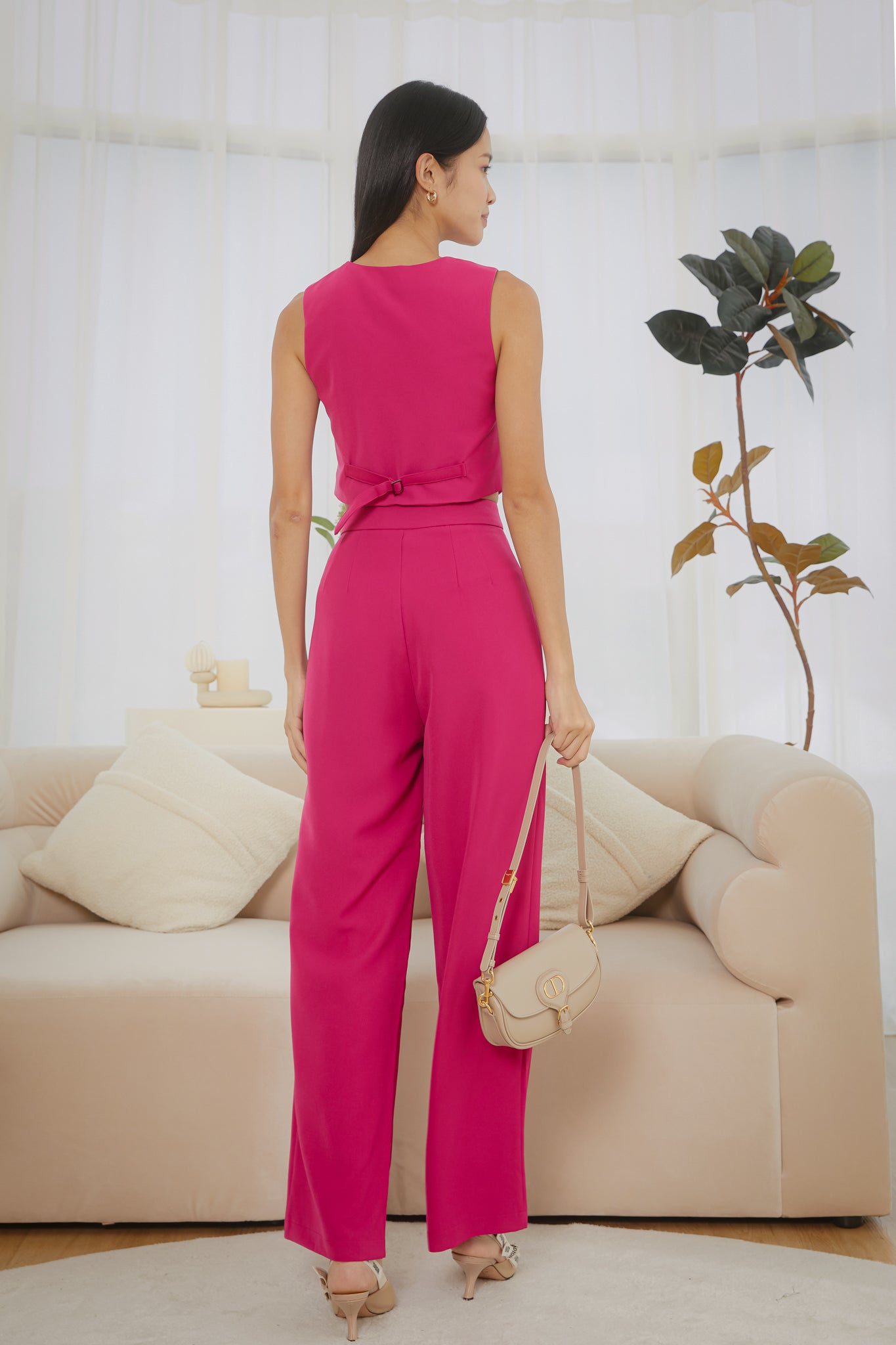 Carter Straight Leg Pants in Fuchsia TheVelvetDolls