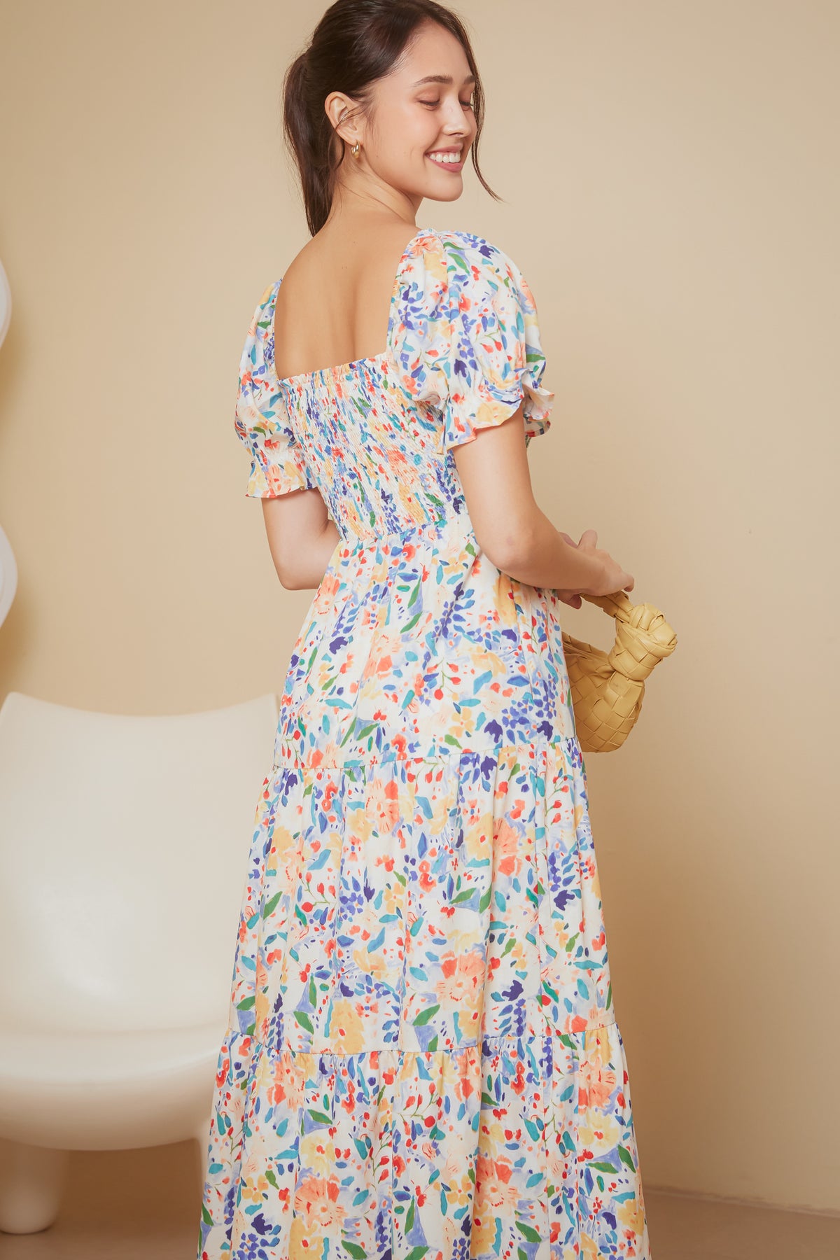 Restocked* Monet Psychedelic Smocked Dress in Orange
