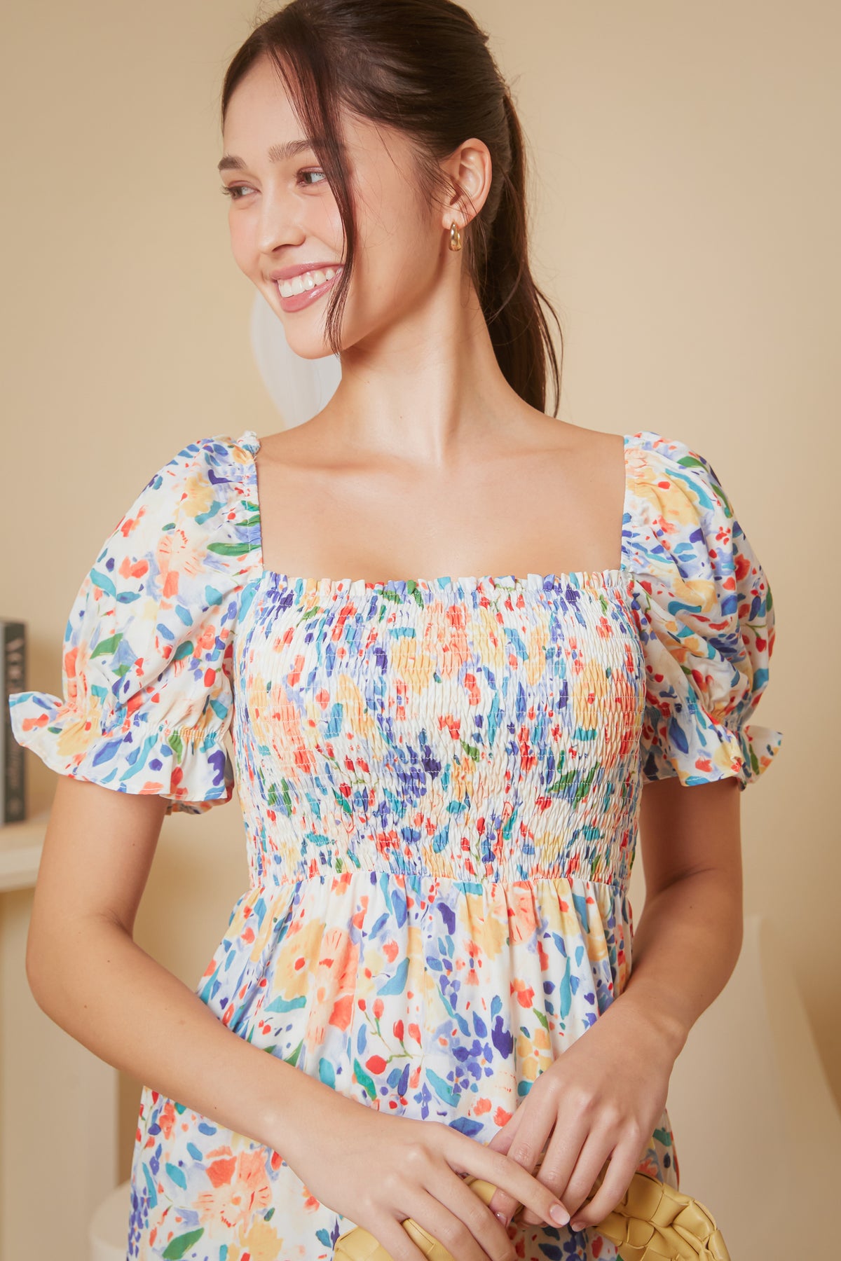 Restocked* Monet Psychedelic Smocked Dress in Orange