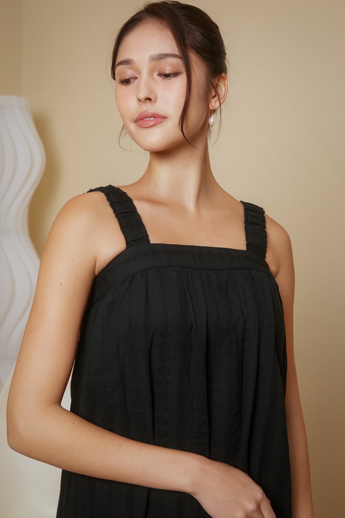 Lattice Cross-Back Maxi Dress in Black