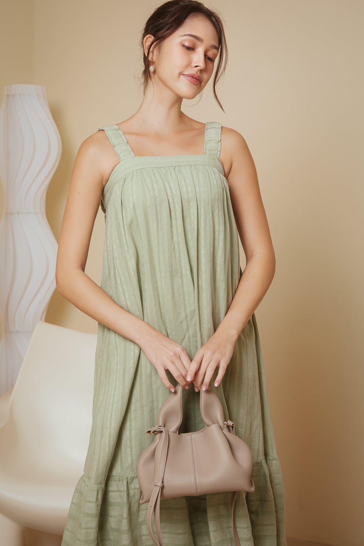 Lattice Cross-Back Maxi Dress in Apple Green