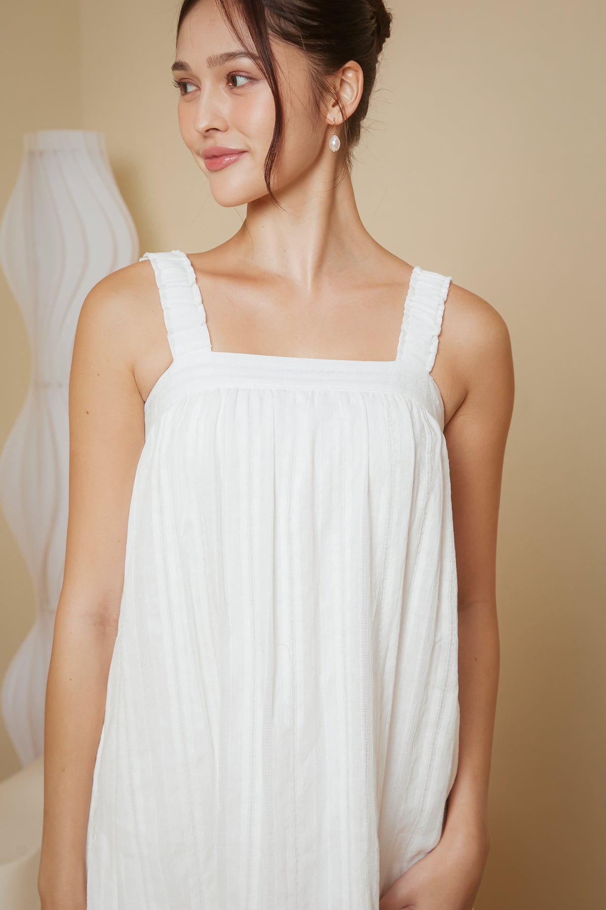 Lattice Cross-Back Maxi Dress in White