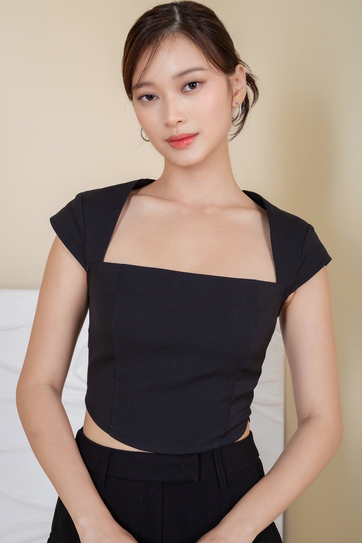 Trapeze Cut-Out Top in Black