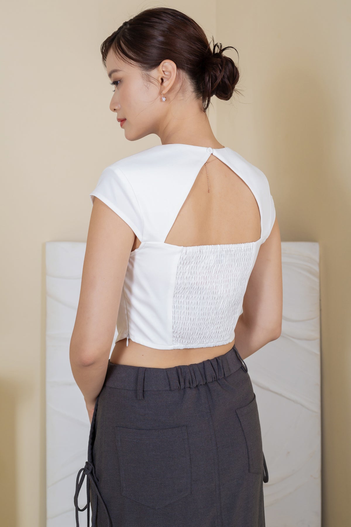 Trapeze Cut-Out Top in White