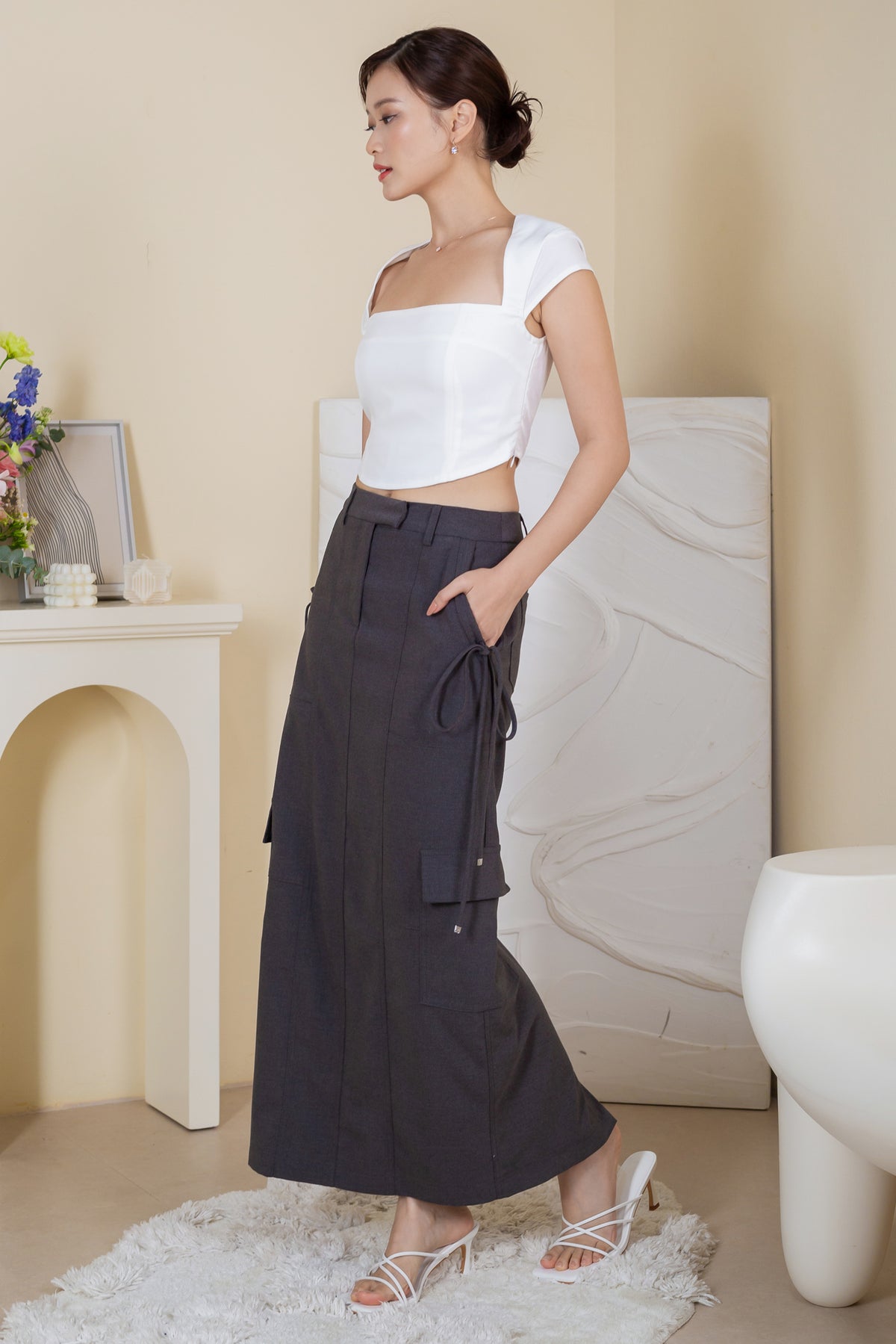 Trapeze Cut-Out Top in White