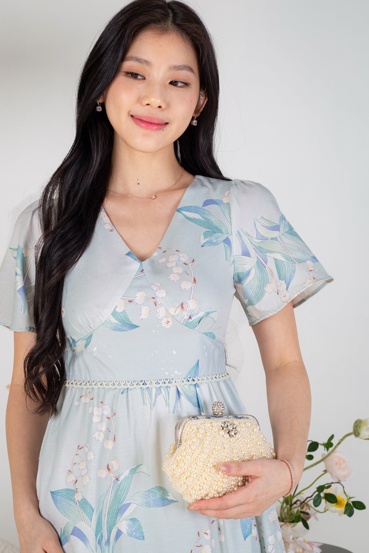 Tulip Mania Lace Insert Dress in Mint