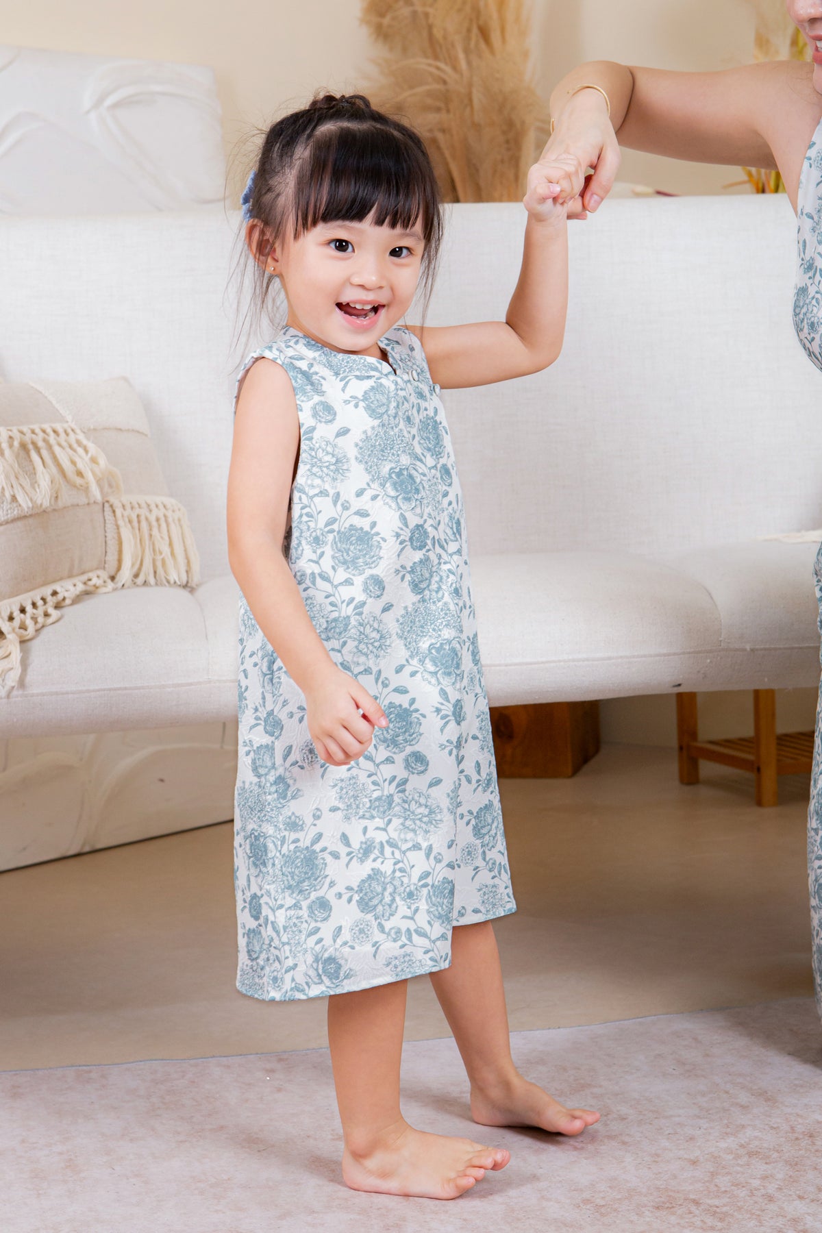 Mini Floral Button Cheongsam in Jade (Kids)